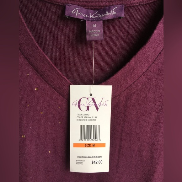 Gloria Vanderbilt V-Neck Top - NWT - Picture 5 of 7